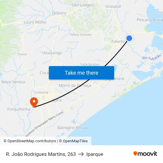 R. João Rodrigues Martins, 263 to Iparque map