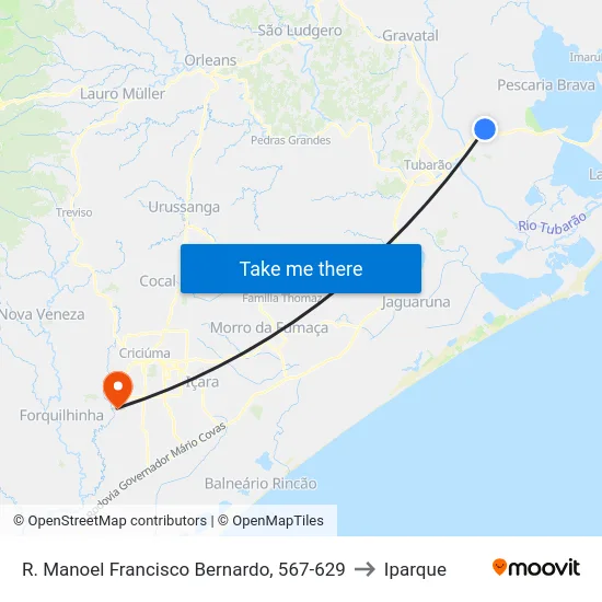 R. Manoel Francisco Bernardo, 567-629 to Iparque map