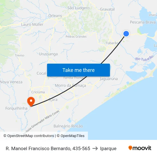 R. Manoel Francisco Bernardo, 435-565 to Iparque map