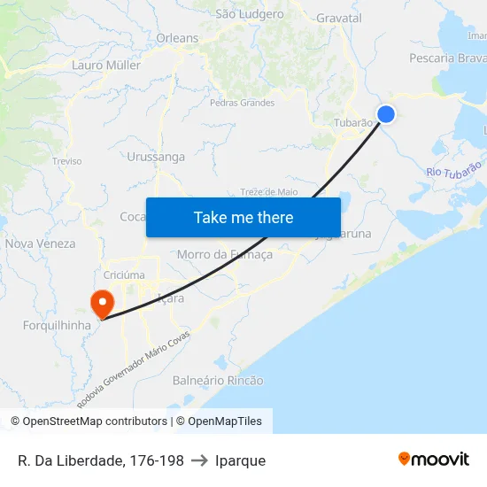 R. Da Liberdade, 176-198 to Iparque map