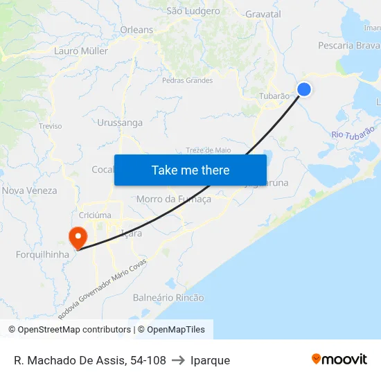 R. Machado De Assis, 54-108 to Iparque map