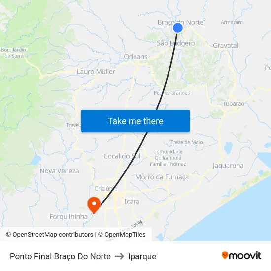 Ponto Final Braço Do Norte to Iparque map