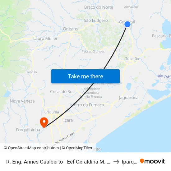R. Eng. Annes Gualberto - Eef Geraldina M. Tavares to Iparque map