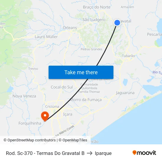 Rod. Sc-370 - Termas Do Gravatal B to Iparque map