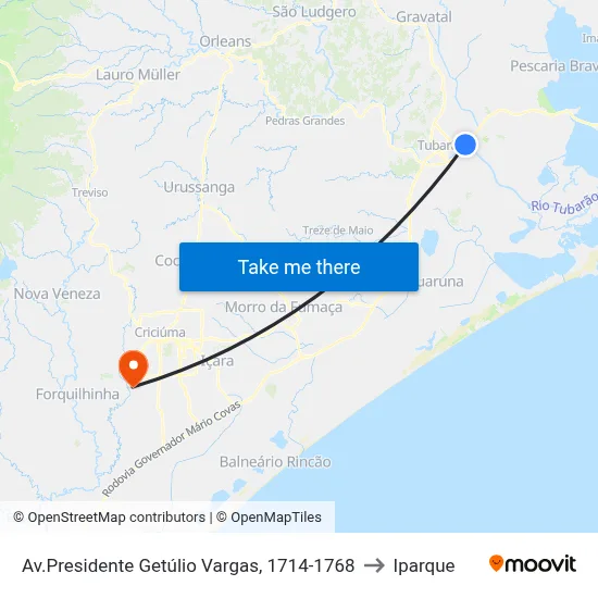Av.Presidente Getúlio Vargas, 1714-1768 to Iparque map