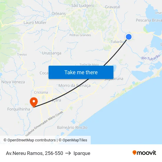 Av.Nereu Ramos, 256-550 to Iparque map