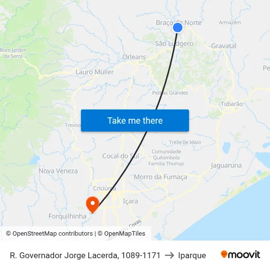 R. Governador Jorge Lacerda, 1089-1171 to Iparque map