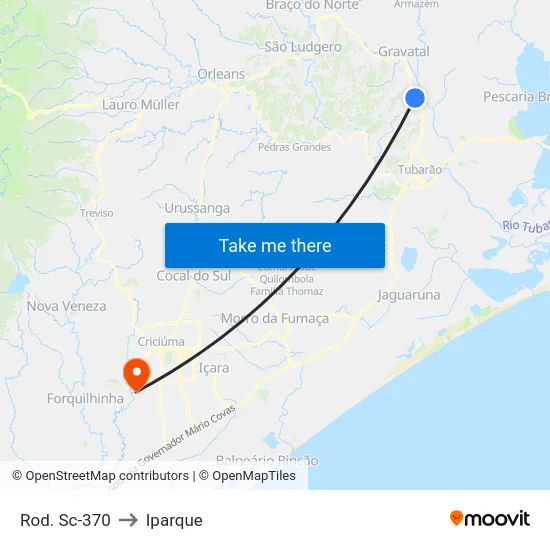 Rod. Sc-370 to Iparque map