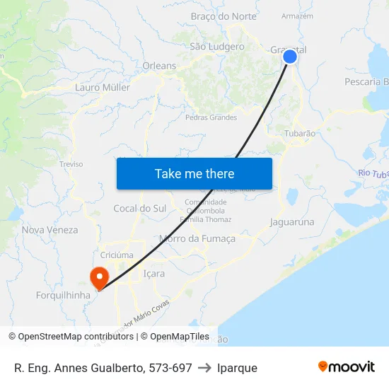 R. Eng. Annes Gualberto, 573-697 to Iparque map