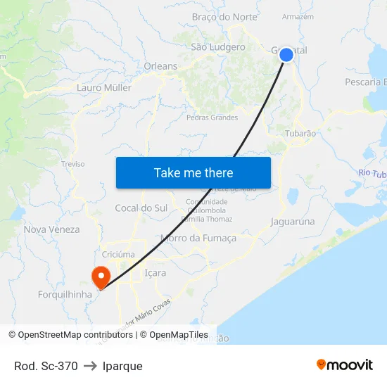 Rod. Sc-370 to Iparque map