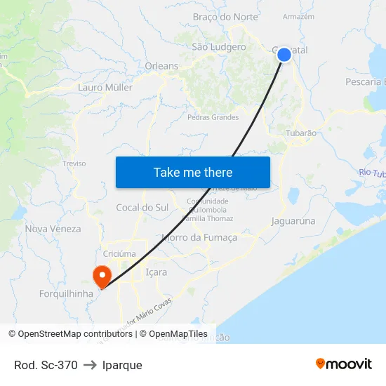 Rod. Sc-370 to Iparque map