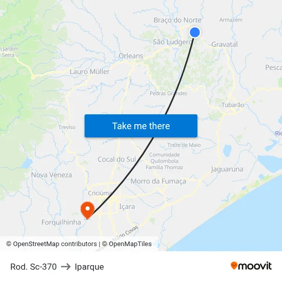 Rod. Sc-370 to Iparque map