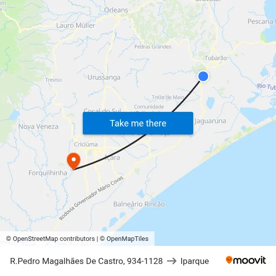 R.Pedro Magalhães De Castro, 934-1128 to Iparque map