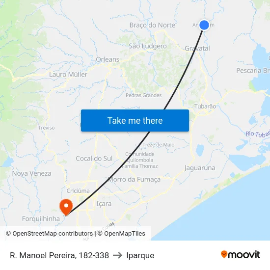 R. Manoel Pereira, 182-338 to Iparque map