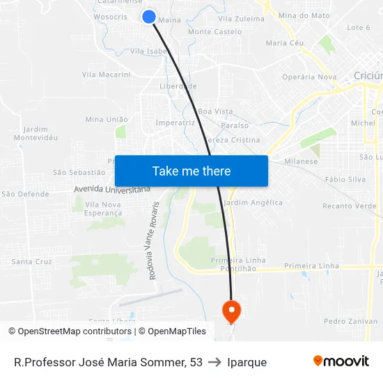 R.Professor José Maria Sommer, 53 to Iparque map