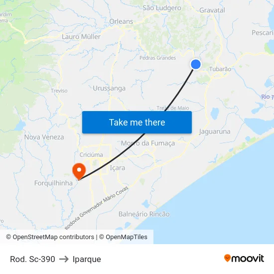 Rod. Sc-390 to Iparque map