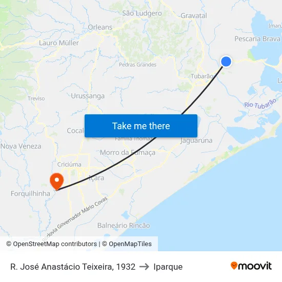 R. José Anastácio Teixeira, 1932 to Iparque map