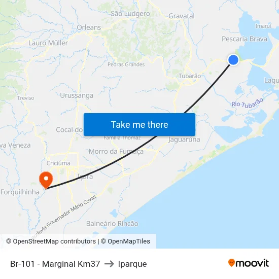 Br-101 - Marginal Km37 to Iparque map