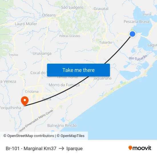 Br-101 - Marginal Km37 to Iparque map