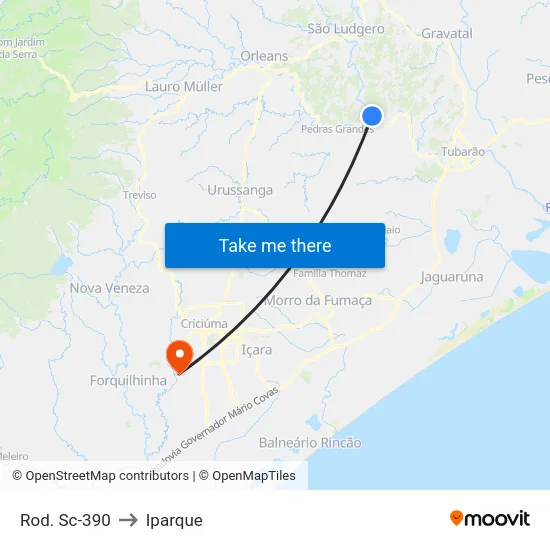 Rod. Sc-390 to Iparque map