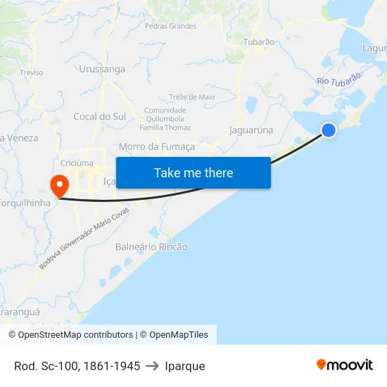 Rod. Sc-100, 1861-1945 to Iparque map