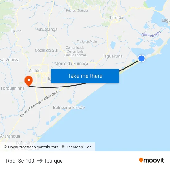 Rod. Sc-100 to Iparque map