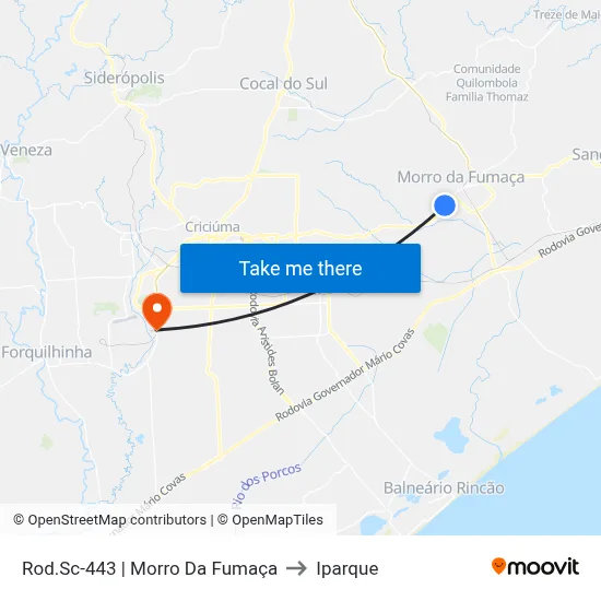 Rod.Sc-443 | Morro Da Fumaça to Iparque map