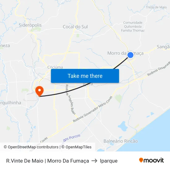 R.Vinte De Maio | Morro Da Fumaça to Iparque map