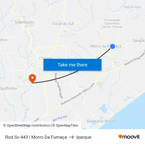 Rod.Sc-443 | Morro Da Fumaça to Iparque map