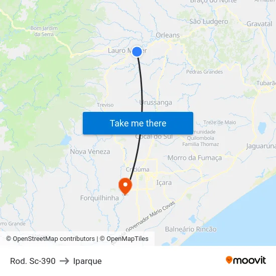 Rod. Sc-390 to Iparque map