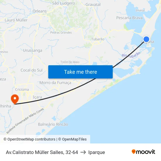 Av.Calistrato Müller Salles, 32-64 to Iparque map