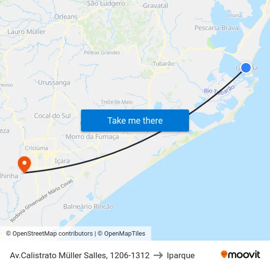 Av.Calistrato Müller Salles, 1206-1312 to Iparque map