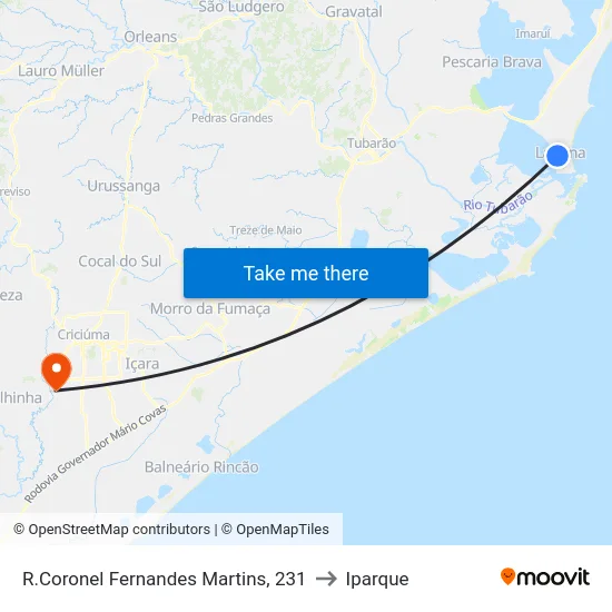 R.Coronel Fernandes Martins, 231 to Iparque map