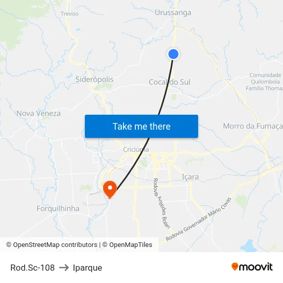 Rod.Sc-108 to Iparque map