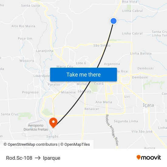 Rod.Sc-108 to Iparque map