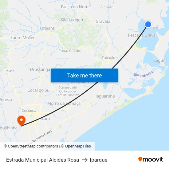 Estrada Municipal Alcides Rosa to Iparque map