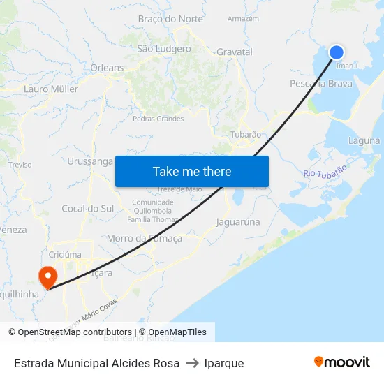 Estrada Municipal Alcides Rosa to Iparque map