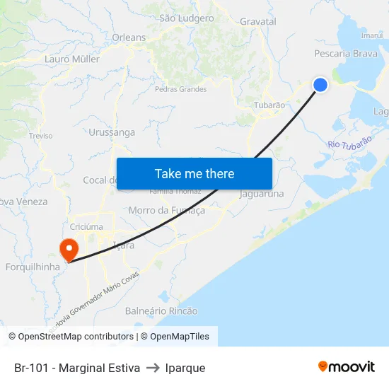 Br-101 - Marginal Estiva to Iparque map