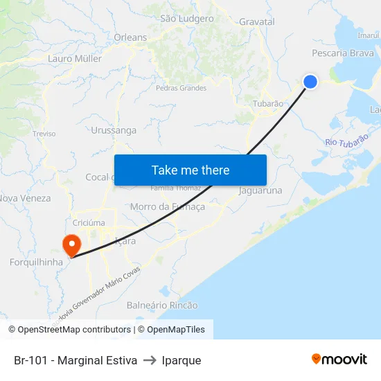 Br-101 - Marginal Estiva to Iparque map