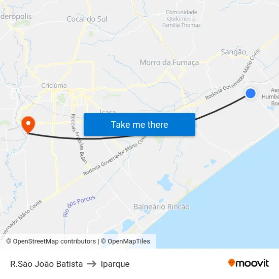 R.São João Batista to Iparque map