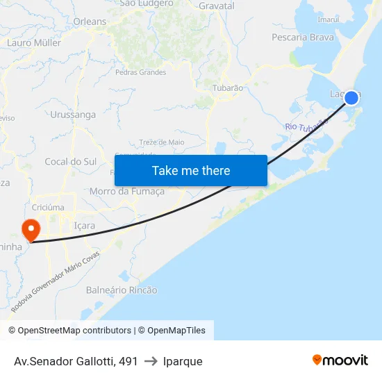 Av.Senador Gallotti, 491 to Iparque map