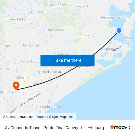 Av.Giocondo Tasso | Ponto Final Cabeçudas to Iparque map