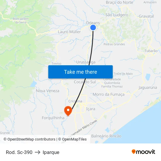 Rod. Sc-390 to Iparque map
