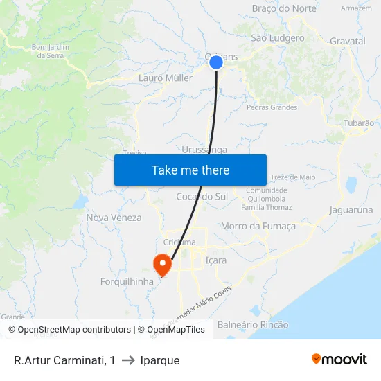 R.Artur Carminati, 1 to Iparque map