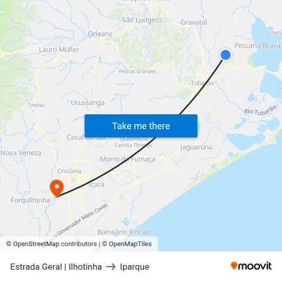 Estrada Geral | Ilhotinha to Iparque map