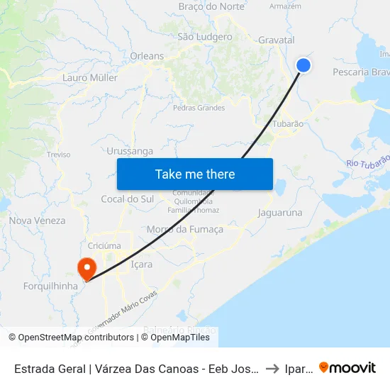 Estrada Geral | Várzea Das Canoas - Eeb José Cardoso De Aguiar to Iparque map