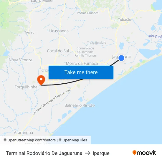Terminal Rodoviário De Jaguaruna to Iparque map