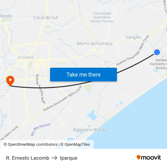 R. Ernesto Lacomb to Iparque map