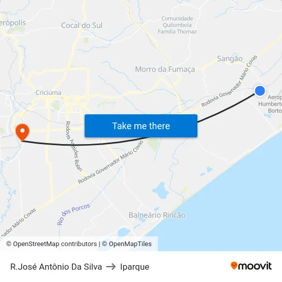 R.José Antônio Da Silva to Iparque map