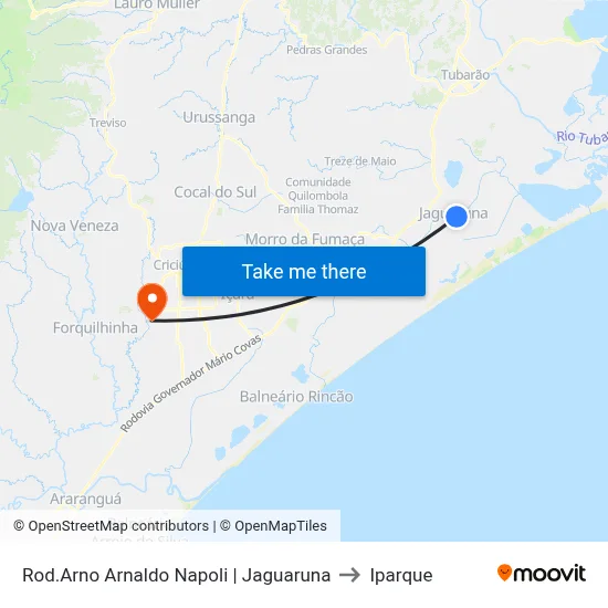 Rod.Arno Arnaldo Napoli | Jaguaruna to Iparque map